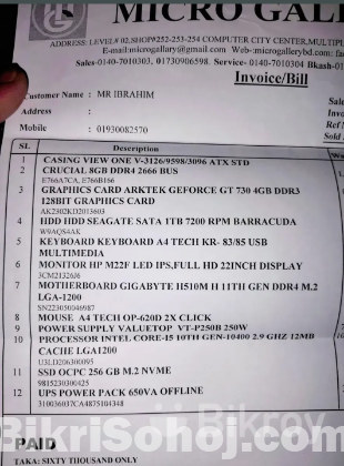 Hp monitor core i5 10th with 4gb graphics